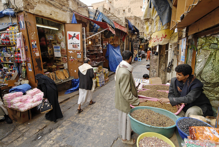 General store in the souk of Sanaa, Sana'a Yemen, Asia