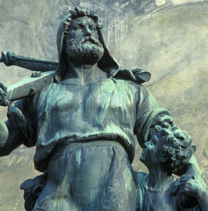 Altdorf Canton of Uri Switzerland Rathausplatz town hall square memorial of Wilhelm Tell (Guillaume Tell) from 1895