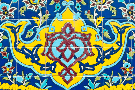 Floral decoration; glazed tiles; Golestan Palace; Tehran; Iran; Asia