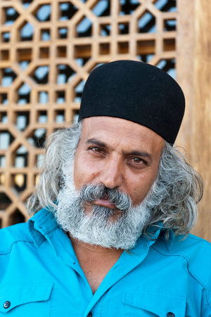 Portrait; Persian; Iranian man with round hat; Isfahan; Iran; Asia