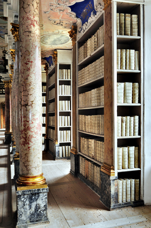 Library of the Benedictine Abbey of Ottobeuren, Baviere, Germany, Europe. Photography