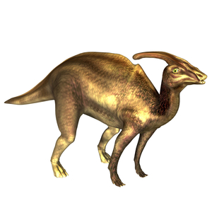 Synthesis Image: Dinosaur Parasaurolophus that lived in the Upper Cretatian Period Prehistory 