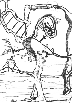 Bonjour Monsieur Eole, 1943 (ink & w/c on paper)