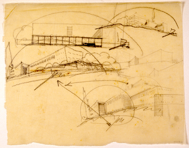 Design for Hadassah Hospital, Mt. Scopus, 1934-36 (graphite on paper)