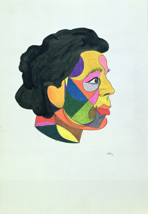 Portrait of Andre Breton (1896-1966) 1972 (Indian ink & felt tip on paper)