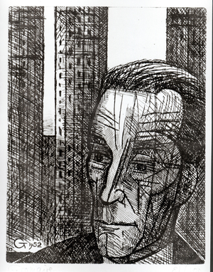 Portrait of Marcel Duchamp (1887-1968) 1952 (etching)