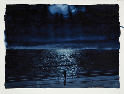 Figure Watching the Moon, 2006 (w/c on paper)