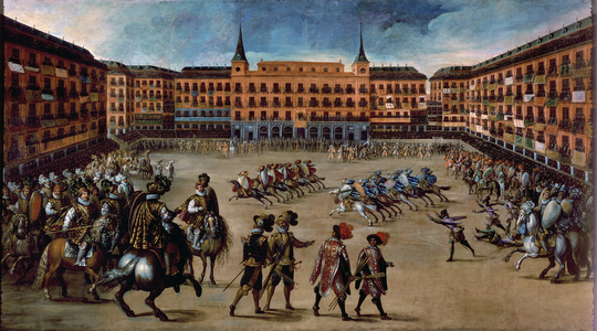 Juego de Canas, Plaza Mayor, Madrid (oil on canvas)