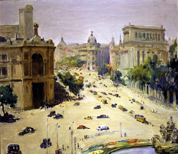 The Calle de Alcala, Madrid, 1944 (oil on canvas)