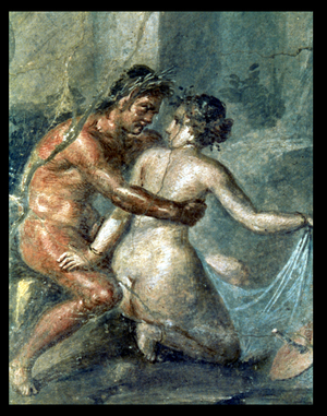 Satyr and Maenad, detail from a wall painting in Pompeii, 1st century BC (fresco)