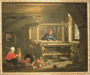 The Workshop of a Weaver, 1656 (oil on canvas)
