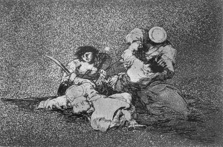 193-0082185 The women give courage, plate 4 of 'The Disasters of War', 1810-14, pub. 1863 (etching)