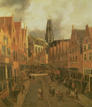 View of the 'Grote Houtstraat' (Great High Street) in Haarlem (oil on canvas)