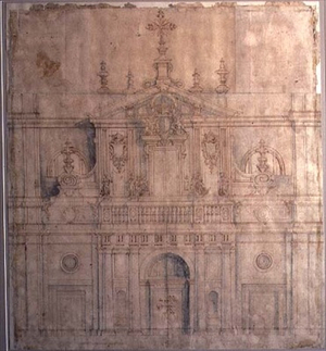 Design for the facade of Valladolid Cathedral (pen & ink on paper)