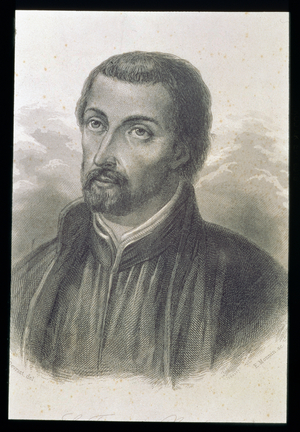 Portrait of St. Francis Xavier (1506-52) engraved by Ernest Monnin (engraving)