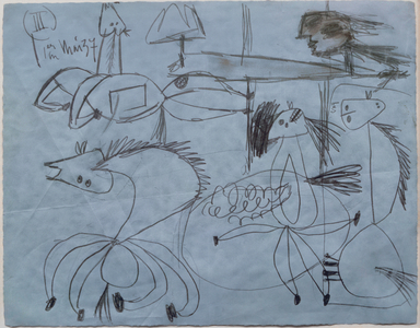 Preparatory drawing for Guernica, 1937 (pencil)
