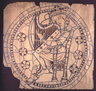 King David, design for the North rose window (pen & ink on paper)