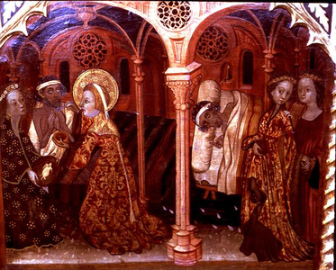 Saint Isabel Nursing the Sick, a panel from the Alterpiece of Saint Bartholomew and Saint Isabel, c.1401 (panel)