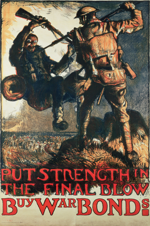 World War I Poster, designed for use in the USA as a war savings poster, c.1914 (colour litho)