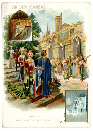 Finette or the sly princess, tale by Charles Perrault. Chromolithography of the late 19th century