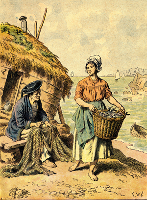 Fishing on the city of Dieppe.in “” The peoples of the Earth””” 1890.