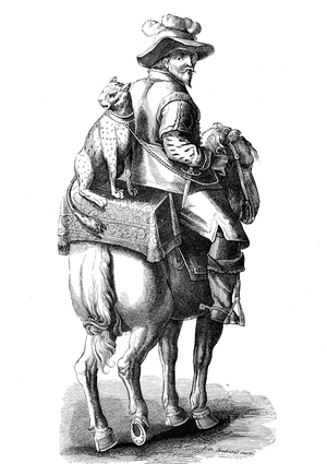 Leopard Hunting - From a print by Jan van der Straet, known as Giovanni Stradano or Johannes Stradanus (1523-1605). Engraving 1878