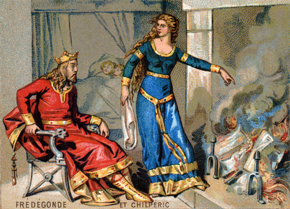 Fredegonde Queen of Neustria (545-597) and Chilperic burn the Tax Register in the year 580.