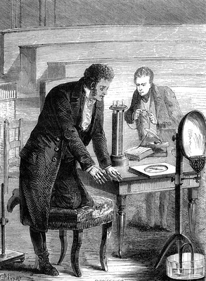 Hans Christian Orsted (1777-1851), Danish physicist and chemist, discovers the deviation of the magnetic needle by the electric current (electro magnetism).