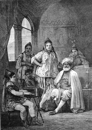 Jewish family of TUNIS (Tunisia) Engraving 1865