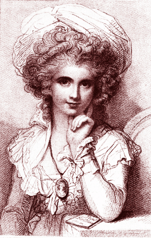 Marie COSWAY (1760-1838), English Italian painter. Engraving by Luigi Schiavonetti (1765-1810) by R. Cosway. 1930