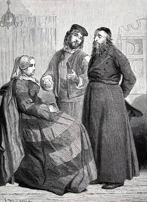 Members of the Jewish community: Grodno Talmudists in Belarus, 19th century engraving