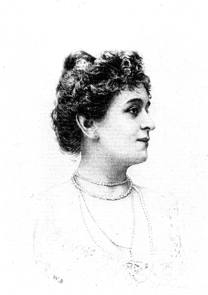 Renee DU MINIL (1868-1941), actress of La Comedie Francaise. Drawing by William Barbotin (1861-1931), Engraving 1900