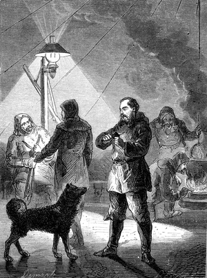 American explorer and physician Isaac Israel HAYES (1832-1881), Arctic expedition in 1863. Engraving 1890
