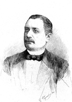 Jules HENRIVALS (1848-1913), French chemist engineer, drawing by G.Poynot, engraving 1900