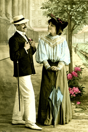 Seduction in love. postcard beginning 20th century.