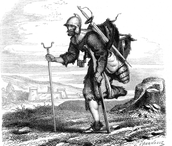 The War (Symbol) lansquenet - Print by J.M. Metelli 1867