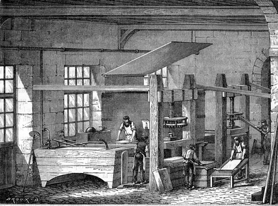 Handmade paper. Engraving 1867