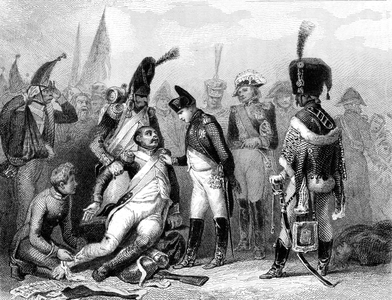 The Crosses of Honour, Napoleon 1st decorates the meritorious soldiers. Engraving from NEMESIS, satirical weekly by Auguste Barthelemy (1796-1867), 1845
