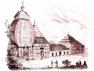Hinduism: Temple of Juggernaut (Temple of Jagannath), INDIA. Engraving of James COOK's Voyages, 1884