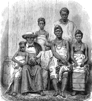 King Kringer and his family, Mpongwe people - GABON, 1865 - TOUR DU WORLD travel journal 1865