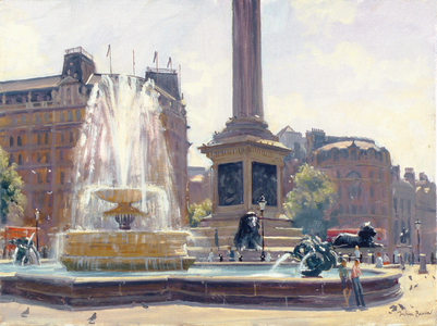 Trafalgar Square, London (oil on canvas)