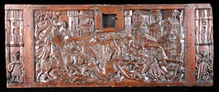 Chest Carved with St. George Slaying the Dragon, c.1450 (oak)