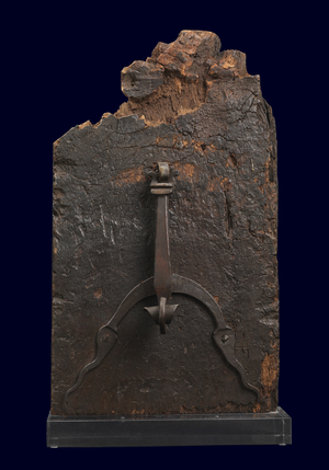 Door knocker, c.1600 (wrought iron on oak)