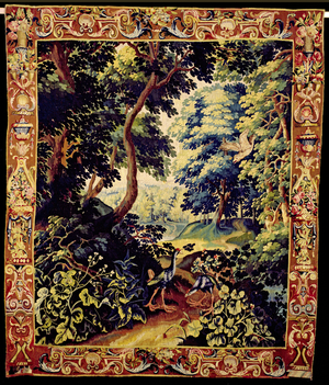 Verdure tapestry depicting exotic birds, c.1680 (woven wool and silk)