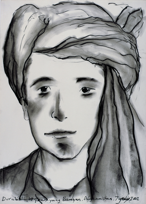 Durabali, 18 years Young, Bamyan, Afghanistan, 2002 (charcoal on paper)