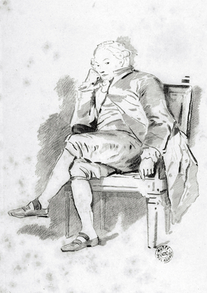 Portrait of Jean-Honore Fragonard (Jean Honore Fragonard, 1732-1806) French painter. Engraving. Arbaud Museum