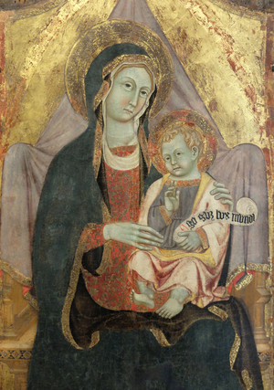 The Virgin and Child, Saint Peter and Saint Bernadin, detail (painting)