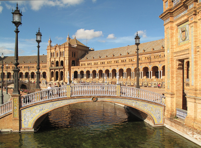 Plaza de Espana (Spanish Steps) in Seville (Spain), designed for the Ibero American Exhibition of 1929-1930, by architect Anibal Gonzalez (1876-1929)