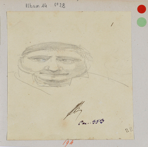 Cartoon, Album 14 F°28. Drawing by Francois Marius Granet (1775-1849). Watercolour on paper. Dim: 11,6x11,4cm. Musee Granet, Aix En Provence.