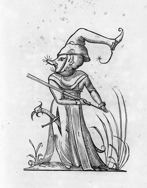Frere Jean des Entommeures or Cardinal Jean du Bellay (1492 or 1498-1560) - engraving of 1823 in “” Drolatic Songes de Pantagruel”” by Francois Rabelais (1494-1553) - (The Capricious Dreams of Pantagruel) - Private collection